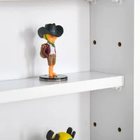 HOMCOM 5-Tier Wall Display Shelf Unit Cabinet w/ 4 Adjustable Shelves Glass Doors Home Office Ornaments 60x80cm White(m-8)