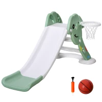 HOMCOM Kids Slide with Basketball Hoop Toddler Climber Freestanding Slider Playset(m-1)