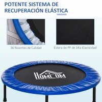 HOMCOM Cama Elástica Fitness Ø100 cm Trampolín de Acero con 36 Resortes con Protector de Borde Incluido para Entrenamiento Interior Carga Máx. 100 kg Negro y Azul(m-4)