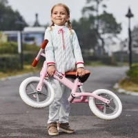 HOMCOM 12" Kids Balance Bike No Pedal Bicycle EVA Tire Adjustable Seat Toddler Training Bike W/ Shock Absorber 2 - 5 Years Gift for Boys Girls Pink(m-13)