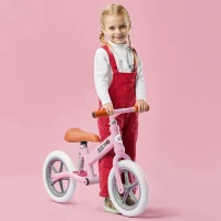 HOMCOM 12" Kids Balance Bike No Pedal Bicycle EVA Tire Adjustable Seat Toddler Training Bike W/ Shock Absorber 2 - 5 Years Gift for Boys Girls Pink(m-2)