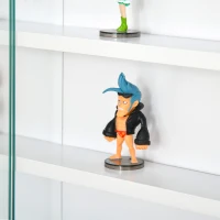 HOMCOM 5-Tier Wall Display Shelf Unit Cabinet w/ 4 Adjustable Shelves Glass Doors Home Office Ornaments 60x80cm White(m-7)