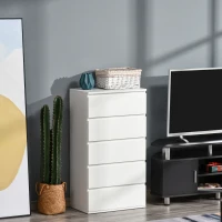 HOMCOM Chest of Drawers, 5 Drawers Storage Cabinet Floor Tower Cupboard for Bedroom Living Room, White(m-10)