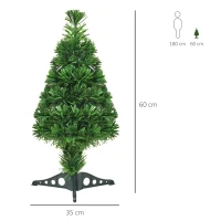 HOMCOM 60cm 2ft Pre-Lit Fiber Optic Christmas Tree Artificial Spruce Tree Multi-Color w/ Stand(m-3)