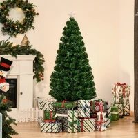 HOMCOM 5ft Prelit Christmas Tree, with Solid Metal Base, 170 Branch Tips, LED Lights Home Holiday Decoration(m-12)