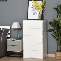 HOMCOM Chest of Drawers, 5 Drawers Storage Cabinet Floor Tower Cupboard for Bedroom Living Room, White(m-13)