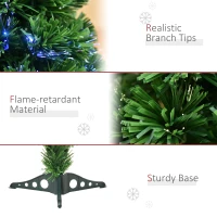 HOMCOM 60cm 2ft Pre-Lit Fiber Optic Christmas Tree Artificial Spruce Tree Multi-Color w/ Stand(m-4)