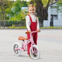 HOMCOM 12" Kids Balance Bike No Pedal Bicycle EVA Tire Adjustable Seat Toddler Training Bike W/ Shock Absorber 2 - 5 Years Gift for Boys Girls Pink(m-14)