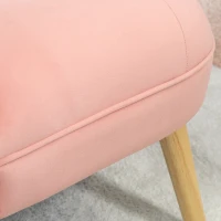 HOMCOM Scaun modern de accent capitonat, fotoliu de catifea pentru dormitor cu picioare din lemn, roz(m-9)