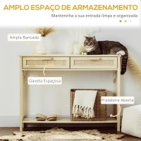 HOMCOM Mesa consola tipo aparador em malha com 2 gavetas e prateleira inferior para o corredor Quarto sala de estar 100x30x76 cm Natural(m-4)