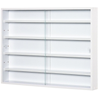 HOMCOM Display Cabinet, 5-Tier Wall Shelf Unit with Glass Doors and 4 Adjustable Shelves for Home Office Ornaments, White