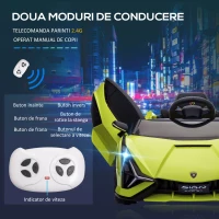 HOMCOM Masina pentru Copii 12V Lamborghini, Telecomanda, Viteza 3-8 km/h, Verde(m-7)