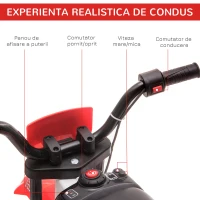 HOMCOM Motocicleta Electrica pentru Copii Baterie 12V Reincarcabila si Rotite Rosu(m-4)