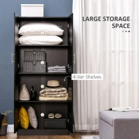HOMCOM Dulap Modern cu 2 Uși și Spațiu de Depozitare, Mobilier de Organizare cu Rafturi pe 4 Nivele, 80x40x180 cm, Gri(m-5)