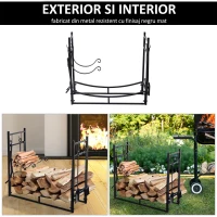 Outsunny Suport lemne de Interior si Exterior din Metal cu Accesorii pentru Semineu(m-6)
