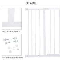 PawHut Ușă de Siguranță Extensibilă pentru Câini cu Montaj prin Presiune, 76x76 cm, Alb(m-4)