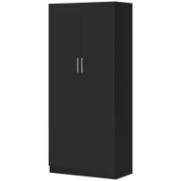 HOMCOM Dulap Modern cu 2 Uși și Spațiu de Depozitare, Mobilier de Organizare cu Rafturi pe 4 Nivele, 80x40x180 cm, Gri(m-11)