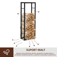 HOMCOM raft stocare lemne, vertical, de interior, 40x25x150cm(m-6)