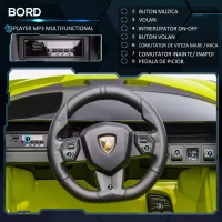 HOMCOM Masina pentru Copii 12V Lamborghini, Telecomanda, Viteza 3-8 km/h, Verde(m-6)