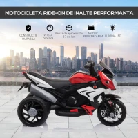 Homcom Motocicleta Electrica Copii 6V – Rosu/Negru cu Lumini & Sunete(m-5)