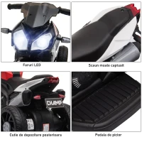 Homcom Motocicleta Electrica Copii 6V – Rosu/Negru cu Lumini & Sunete(m-7)