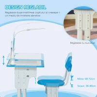 Homcom Banca scoala Copii – 6–12 Ani, Reglabila cu Lampa(m-7)