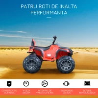 HOMCOM ATV pentru Copii Electric 12V 2 Viteza 3-5km/h Mufa USB Rosu(m-5)