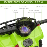 HOMCOM Quad Electric pentru Copii Baterie 6V Faruri Functionale si Pedale Verde(m-6)
