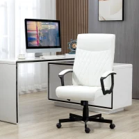 Vinsetto Silla de Oficina con Respaldo Alto Altura Ajustable y Función de Inclinación 65x65x102-112,5 cm Blanco Roto(m-2)