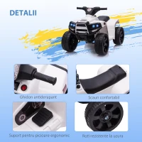 HOMCOM ATV electric pentru copii, lumini si claxon, negru/alb(m-5)