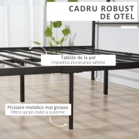 Homcom Cadru Pat 140×200 cm – Otel cu Tablii Cap & Picioare(m-6)
