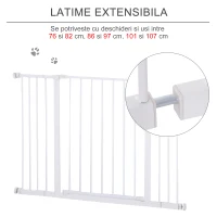 PawHut Ușă de Siguranță Extensibilă pentru Câini cu Montaj prin Presiune, 76x76 cm, Alb(m-6)