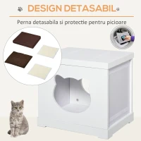 PawHut Culcus pentru Pisici din Lemn, cu 2 perne si Stalpi Detasabili, Alb(m-5)