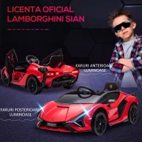 Homcom Masina Electrica Lamborghini Rosie pentru Copii 12V cu telecomanda, viteza 3-8km/h(m-8)