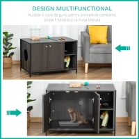 PawHut Dulap pentru Litiera Pisici cu Raft si 2 Usi magnetice, din lemn si otel, 83x51x55cm(m-4)