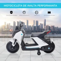 HOMCOM motocicleta electrica pentru copii 6V, alba(m-4)