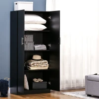 HOMCOM Dulap Modern cu 2 Uși și Spațiu de Depozitare, Mobilier de Organizare cu Rafturi pe 4 Nivele, 80x40x180 cm, Gri(m-10)