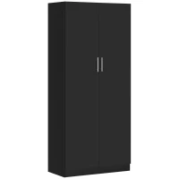 HOMCOM Dulap Modern cu 2 Uși și Spațiu de Depozitare, Mobilier de Organizare cu Rafturi pe 4 Nivele, 80x40x180 cm, Gri(m-1)