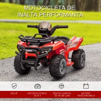 Homcom Quad Electric Copii 6V – Rosu cu Faruri & Pedale(m-4)