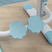 HOMCOM Set de birou si scaun cu inaltime reglabila Birou de scriere pentru copii masa de studiu pentru scoala cu raft, sertar, suport pentru stilouri, albastru(m-9)