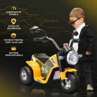 HOMCOM Motocicleta Electrica pentru Copii 3 Roti Lumini Sunete Baterie 6V Viteza 2km/h(m-7)