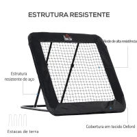 HOMCOM Rede de Rebote Dobrável com 4 Ângulos Ajustáveis para Treinamento de Futebol Beisebol 128x118x108-120cm Preto(m-6)