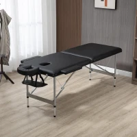 HOMCOM Marquesa Dobrável Mesa de Massagem Portátil com Altura Ajustável em 7 Posições 186x71x62-83cm Preto(m-9)