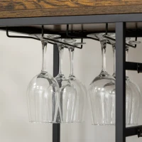 HOMCOM Carrinho de Cozinha com Rodas Suporte para 12 Garrafas Suporte para 6 Taças e 3 Prateleiras 86,5x40x91,5cm Marrom Rústico(m-8)