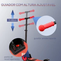 HOMCOM Trotinete Elétrica para Crianças acima de 6 Anos Trotinete Elétrica Dobrável com Altura Ajustável Bateria 24V Velocidade Máxima 8km/h Carga Máxima 50kg 71x36,5x75-80cm Vermelho(m-7)