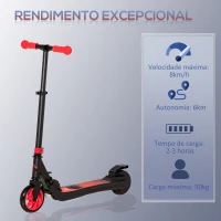 HOMCOM Trotinete Elétrica para Crianças acima de 6 Anos Trotinete Elétrica Dobrável com Altura Ajustável Bateria 24V Velocidade Máxima 8km/h Carga Máxima 50kg 71x36,5x75-80cm Vermelho(m-4)