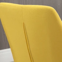 HOMCOM Conjunto de 2 Cadeiras de Sala de Jantar Estofada em Linho com Encosto Alto e Pés de Madeira de Borracha 60x67,5x101cm Amarelo(m-7)