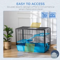 PawHut Guinea Pig Cage Small Animal Habitat for Hamsters Chinchillas Indoor, 80x48x58 cm, Light Blue(m-4)