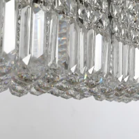 HOMCOM Modern Crystal Ceiling Light Square Crystal Chandelier for Living Room, Dining Room, Hall, E14 Base, Silver, 80 x 25 x 23cm(m-12)