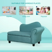 HOMCOM Kids Sofa Toddler Chair Children Armchair Lounge Seater Bed Couch for Bedroom Playroom with Storage Compartment Eucalyptus Wood Light Blue(m-7)